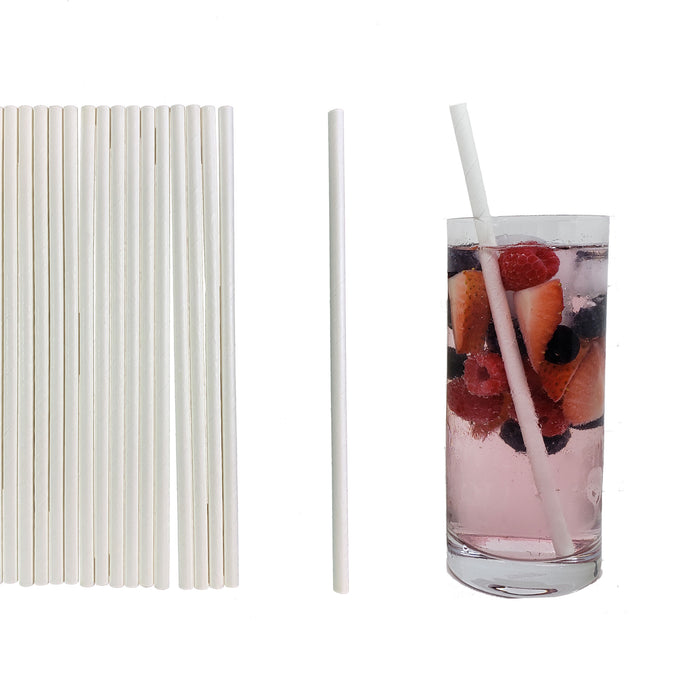 White Paper Straw Individual Wrapped 10.25"