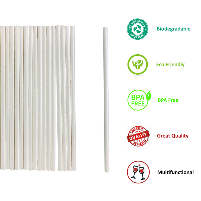 White Paper Straw Individual Wrapped 10.25"